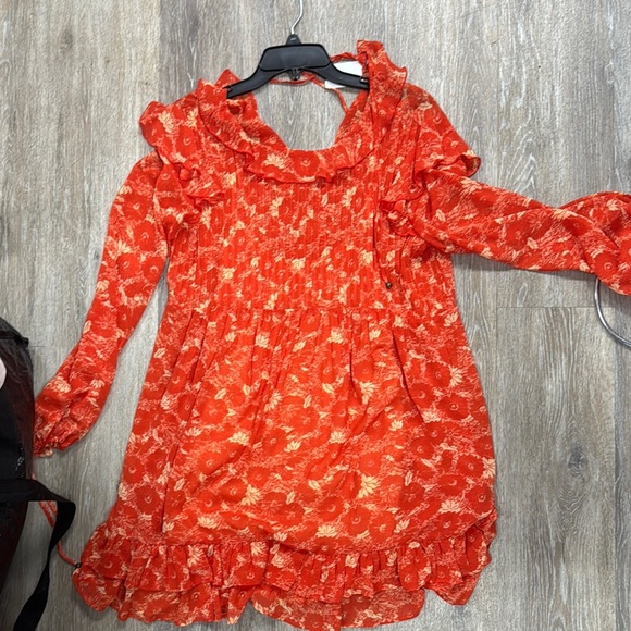Free People Dresses & Skirts - Floral Orange Dress